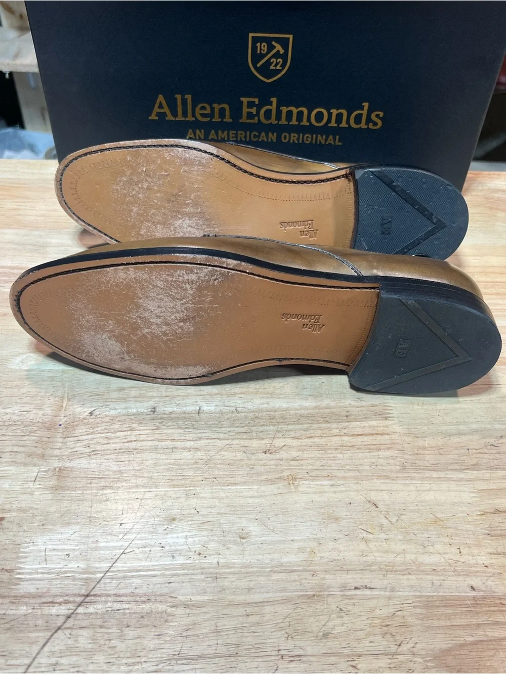 Allen Edmonds Kenilworth Men’s Tan Leather Derbies Sz 10.5E Made In USA 🇺🇸